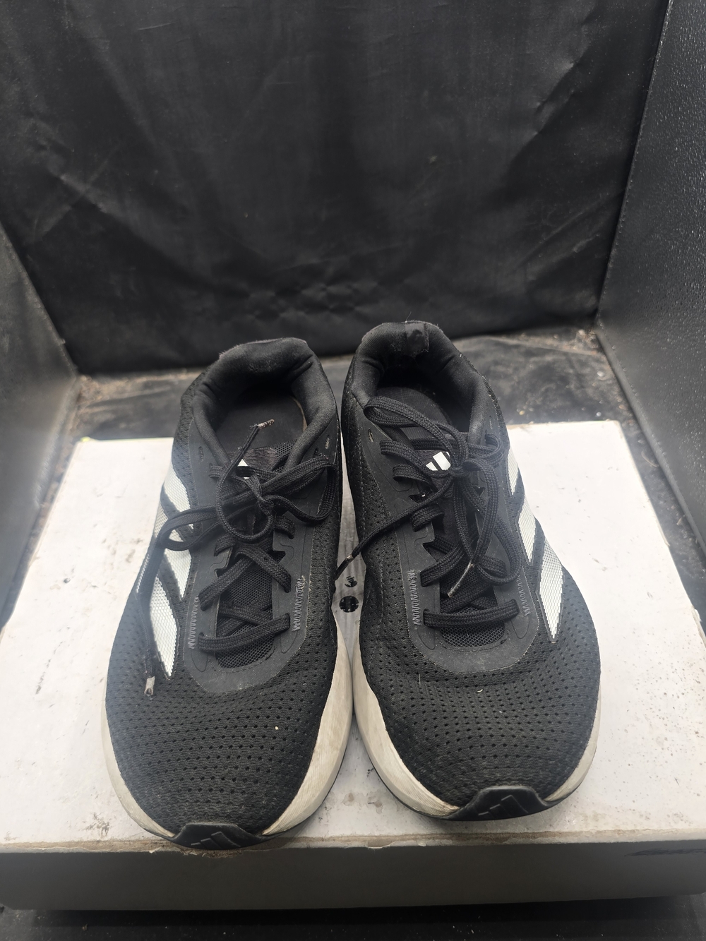 Adidas Men’s Black Running Sneakers with White Stripes
